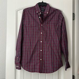 Nautica Red and Blue Plaid Casual Button Down Shirt